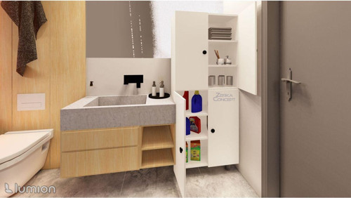 Gris %100 Mdf 6 Raflı Çok Amaçlı Mutfak Banyo Ayakkabılık Dolabı 50 Cm