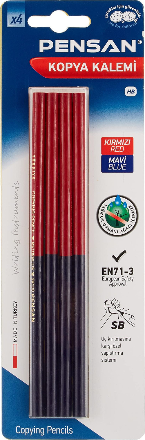 Pensan Kopya Kalemi Kırmızı Mavi Blisterli 4 LÜ