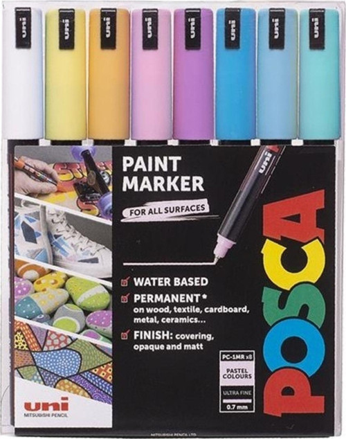 Pc-1mr 0.7 Su Bazlı Boyama Markörü Seti 8 Renk Pastel Renkler