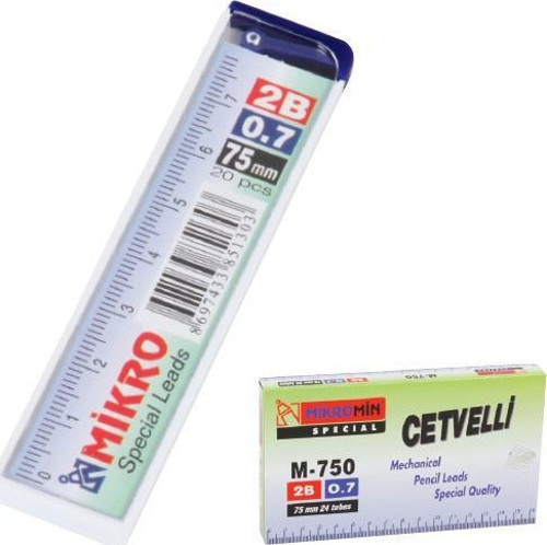 Min M-750 Cetvelli 2B 75mm 0.7mm x 1 Tüp Kalem Ucu