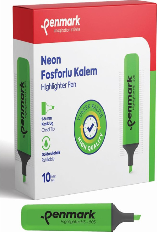 Neon Fosforlu Kalem Yeşil Hs 505 02