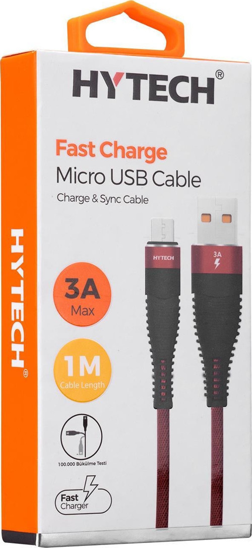 HY-X225 3A Micro Usb 1m Kırmızı Data + Sarj Kablosu