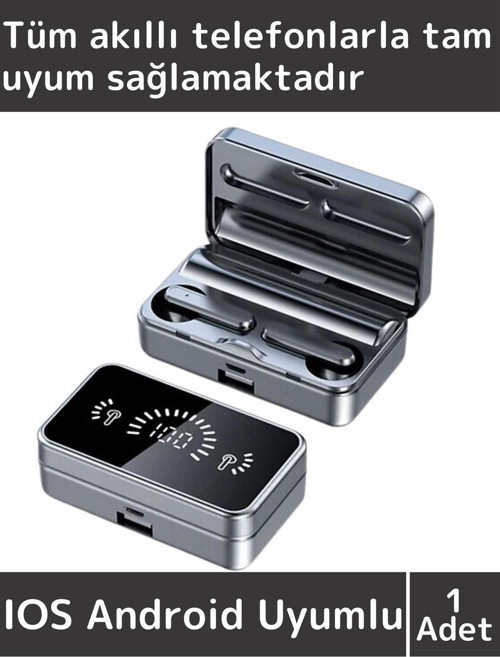Premium iPhone 16 Pro Tam Uyumlu Led Şarj Göstergeli Powerbankli Kulak İçi Bluetooth Kulaklık