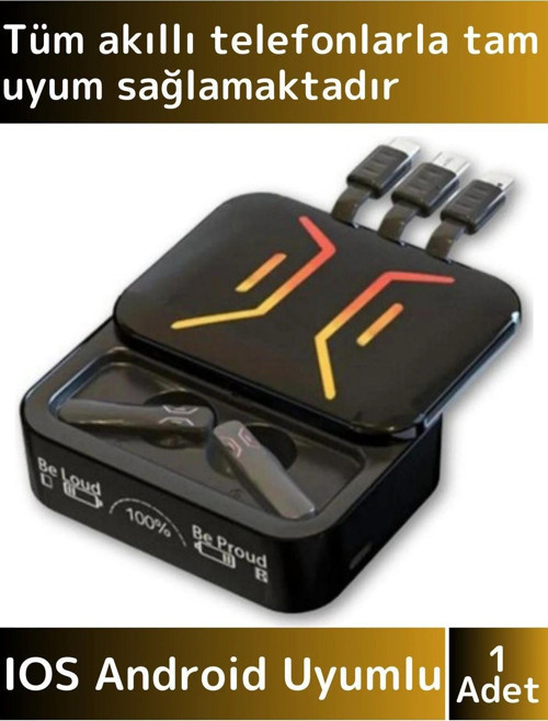 Premium iPhone 16 Pro Tam Uyumlu Powerbankli Led Göstergeli Dokunmatik Kulak İçi Bluetooth Kulaklık
