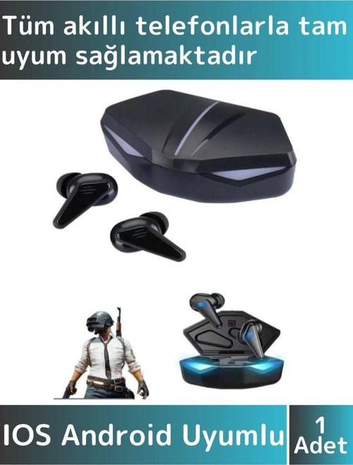 Premium iPhone 16 Tam Uyumlu Led Işıklı Gaming Kulak İçi Bluetooth Oyuncu Kulaklığı