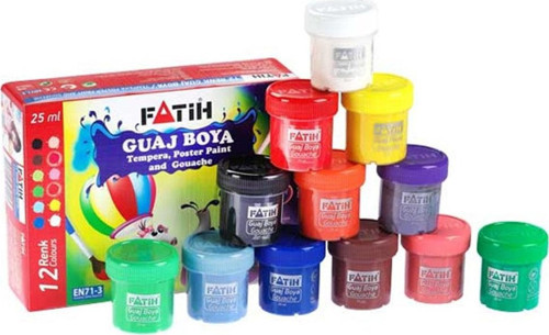 Guaj Boya Karton Kutu Şişe 25 Ml 12 Renk 50420