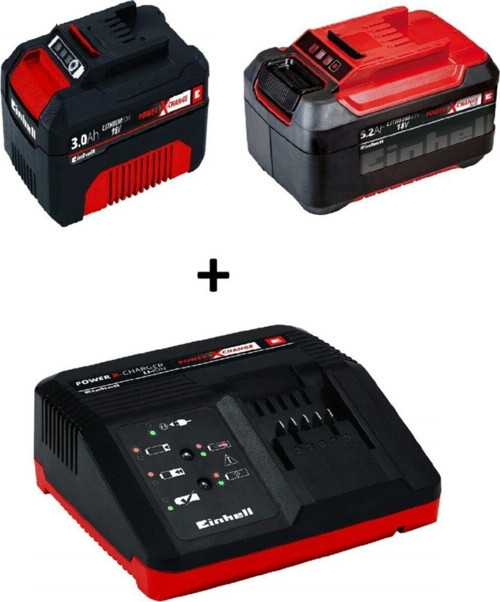 18V Power X-Change 3.0 Ah + 5.2 Akü + Hızlı Şarj Cihazı