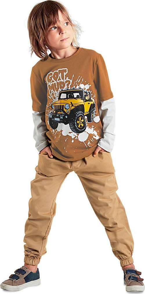 Jeep Arabalı Erkek Çocuk T-shirt Gabardin Pantolon Takım