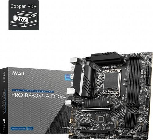 Msı PRO B660-A DDR4 SOKET 1700 DDR4 4800(OC) PCI-E Gen 4 ,M.2 USB3.2 1x 2.5G LAN ATX Anakart