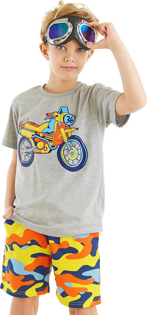Motosiklet Kamuflaj Erkek Çocuk T-shirt Şort Takım