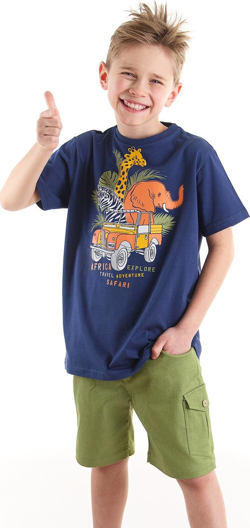 Safari Erkek Çocuk T-shirt Gabardin Şort Takım