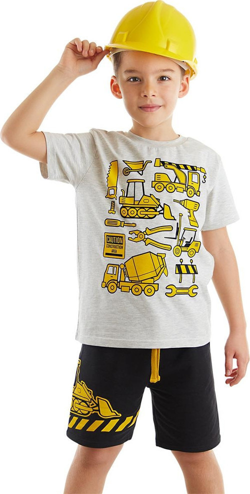 İnşaat Araçları Erkek Çocuk Yazlık T-shirt Şort Takım