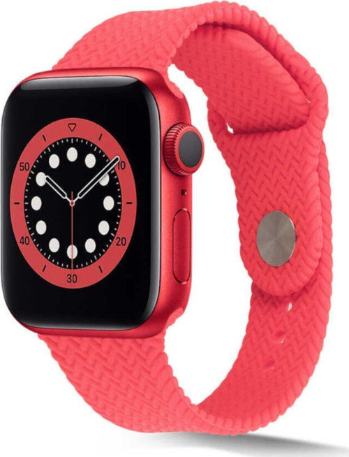 Apple Watch 38mm Hasır Örgü Silikon Kordon - Pembe