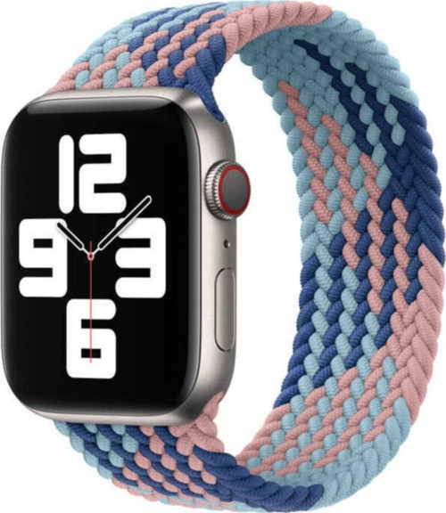 Apple Watch 40mm Hasır Örgü Tasarımlı Medium Kordon - Mavi-Lacivert