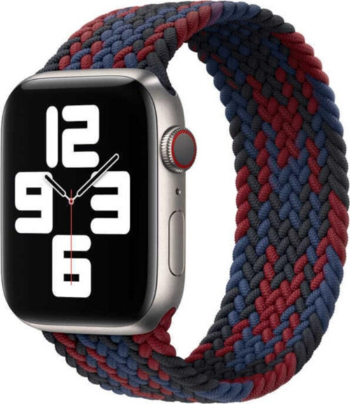 Apple Watch 40mm Hasır Örgü Tasarımlı Small Kordon - Siyah-Lacivert