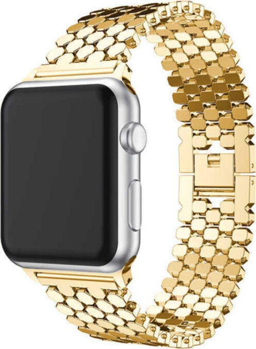 Apple Watch Uyumlu 38 MM Bal Peteği Tasarımlı Kordon - Gold