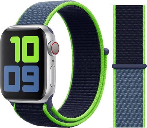 Apple Watch Uyumlu 38 MM Kordon Renkli Hafif Örgülü Hasır Kordon - Mavi Yeşil