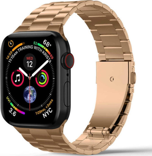 Apple Watch Uyumlu 40mm Klipsli Metal Kordon - Gold