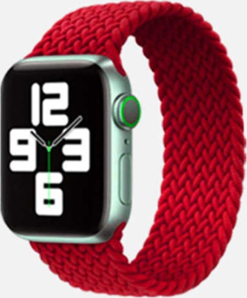 Apple Watch Uyumlu 42MM Hasır Örgü Tasarımlı Large Kordon - Kırmızı