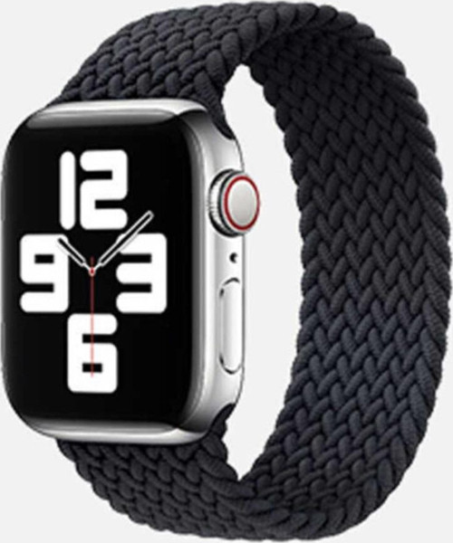 Apple Watch Uyumlu 42MM Hasır Örgü Tasarımlı Large Kordon - Siyah