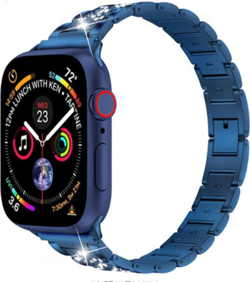 Apple Watch Uyumlu 42mm Parlak Metal Kordon - Mavi