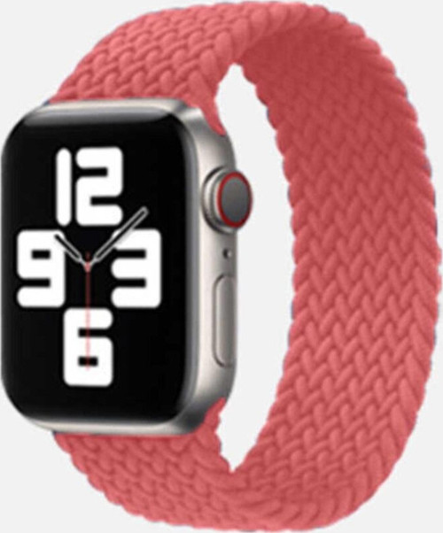 Apple Watch Uyumlu 44MM Hasır Örgü Tasarımlı Large Kordon - Pembe