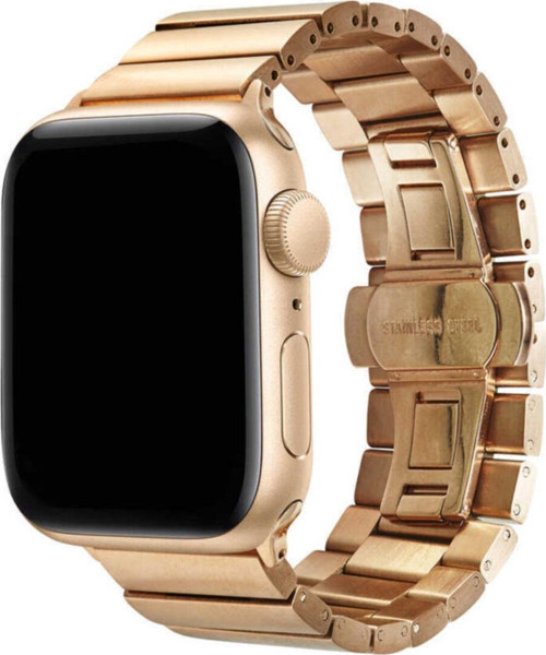 Apple Watch Uyumlu 44mm Metal Katlamalı Kordon - Rose Gold