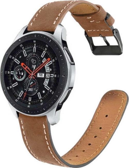 Huawei GT2 Uyumlu 46mm 22mm Deri Kordon - Kahverengi
