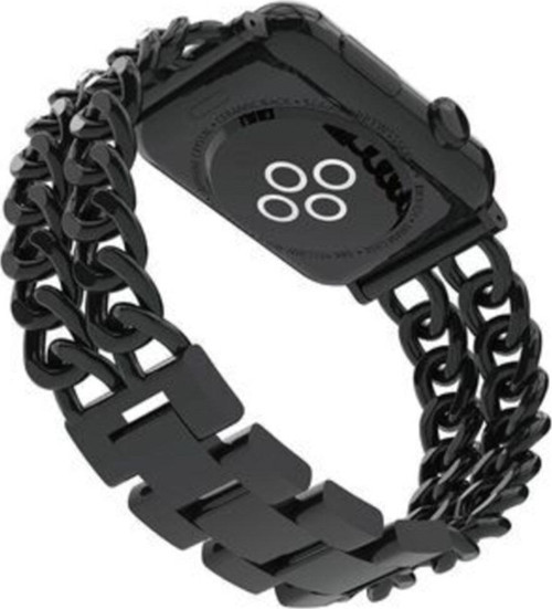 Apple Watch Uyumlu 42mm Zincir Halkalı Metal Kordon - Siyah