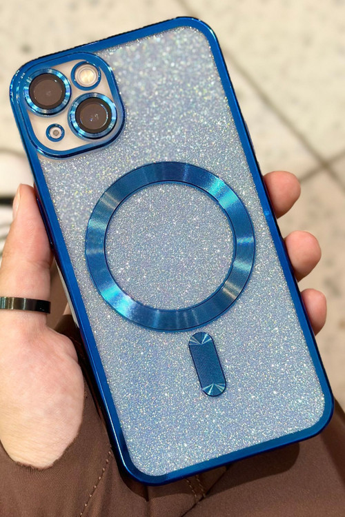 iPhone 14 Kamera Korumalı Parlak Simli Magsafe Destekli Modern Shimmer Kılıf