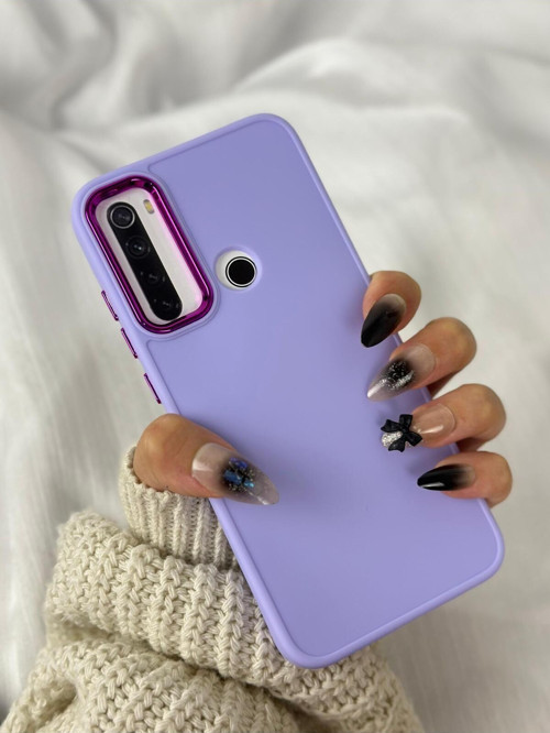 Xiaomi Redmi Note 8 Parlak Metal Detaylı Tuşu Kolay Basmalı Lansman Pastel Silikon Ruby Kılıf
