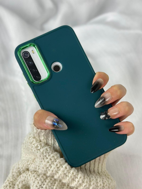 Xiaomi Redmi Note 8 Parlak Metal Detaylı Tuşu Kolay Basmalı Lansman Pastel Silikon Ruby Kılıf