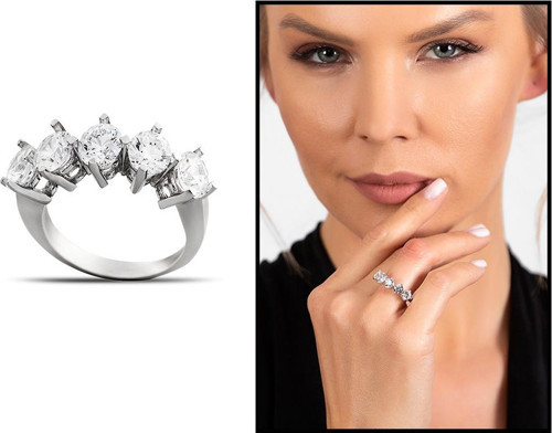 Starlight Diamond Pırlanta Montür Klasik Tasarım 925 Ayar Gümüş Kadın Beştaş Yüzük