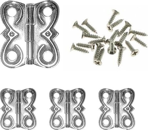 4 Adet Eko Menteşe Nikel ve Vidaları 20x18 mm Kutu ve Sandık Menteşesi Hobi Maket