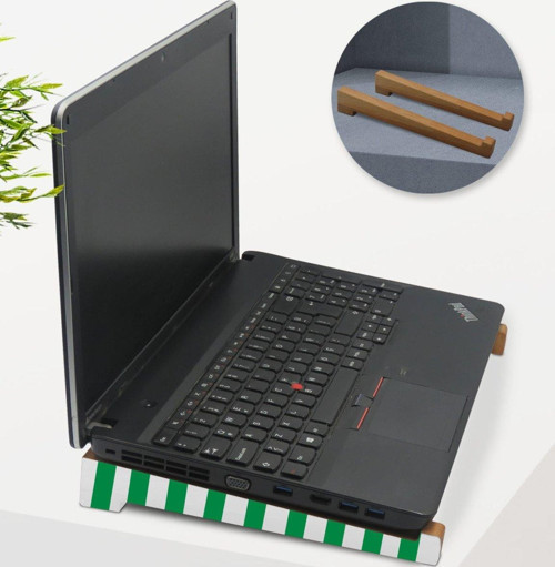 Gift Taşınabilir Ahşap Yeşil Beyaz Notebook Laptop Standı