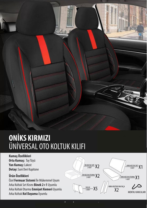 Nissan Qashqai+2 Koltuk Kılıfı Oniks Kırmızı