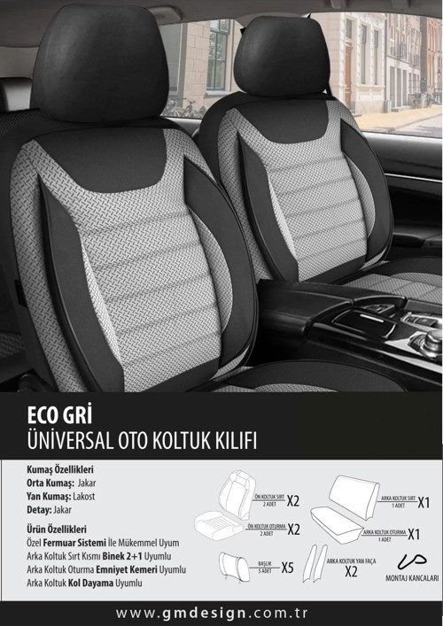 Peugeot 407 Sw Koltuk Kılıfı Eco Gri
