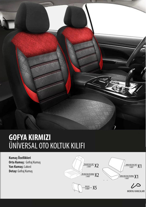 Skoda Felicia Koltuk Kılıfı Gofya Kırmızı