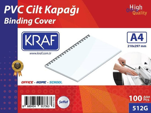 CILT KAPAGI A4 160 MIC. 100 LÜ SEFFAF 512G
