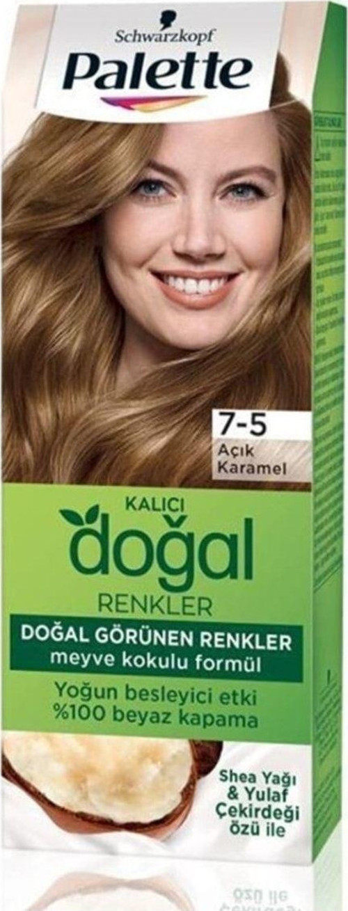 7-5 Açık Karamel Kalıcı Doğal Renkler Saç Boyası