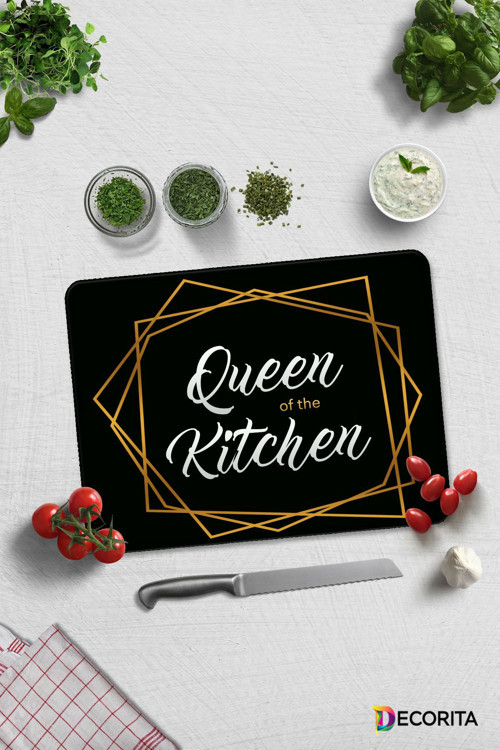 Cam Kesme Tahtası - Cam Kesme Tablası | Queen Of The Kitchen - Siyah | 30cm x 40cm