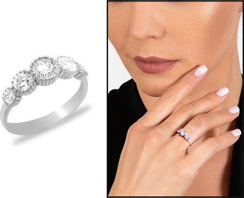Starlight Diamond Zirkon Taşlı Gözyaşı Tasarım 925 Ayar Gümüş Kadın Beştaş Yüzük