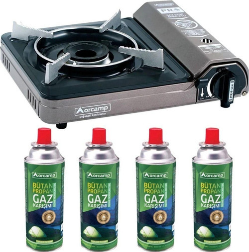 Kamp Ocak Gaz Stop Emniyetli Ck-505 Gri Ve 4 Adet 227 Kartuş Gkh
