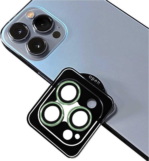 Apple iPhone 12 Pro Max Safir Temperli Cam Kamera Lens Koruyucu - Yeşil