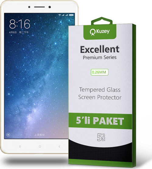 Xiaomi Mi Max 2 Temperli Ekran Koruyucu Kırılmaz Cam Ekonomik 5'li Paket