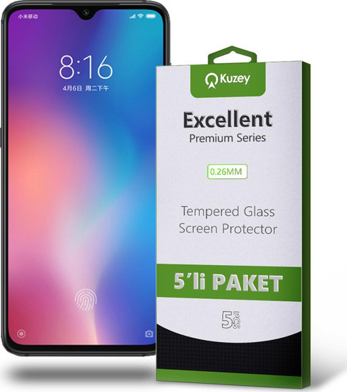 Xiaomi Mi 9 Temperli Ekran Koruyucu Kırılmaz Cam Ekonomik 5'li Paket