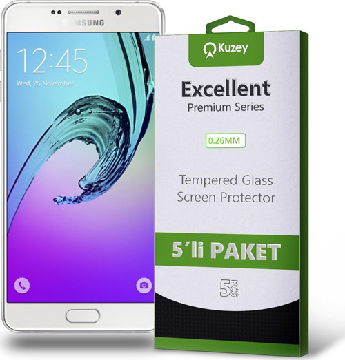 Samsung Galaxy A7 2016 Temperli Ekran Koruyucu Kırılmaz Cam Ekonomik 5'li Paket