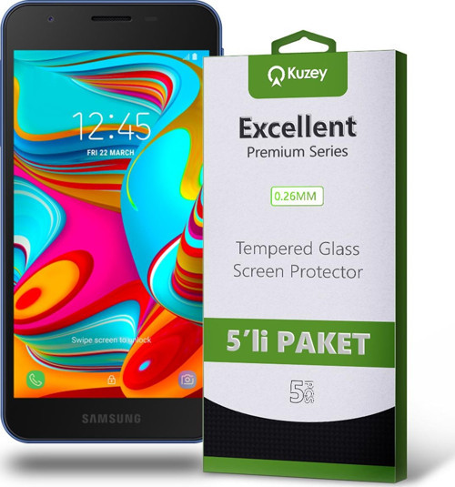 Samsung Galaxy A2 Core Temperli Ekran Koruyucu Kırılmaz Cam Ekonomik 5'li Paket