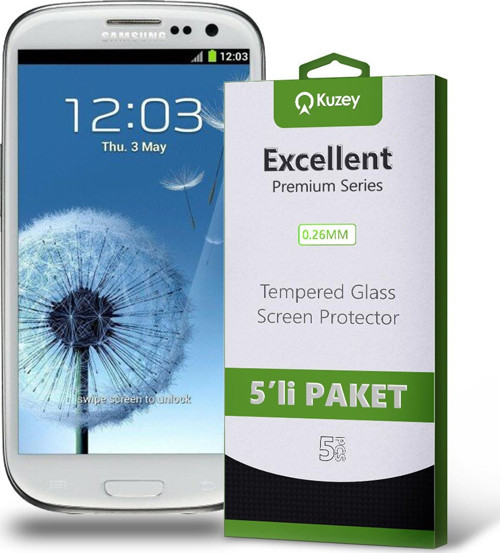 Samsung Galaxy S3 Temperli Ekran Koruyucu Kırılmaz Cam Ekonomik 5'li Paket