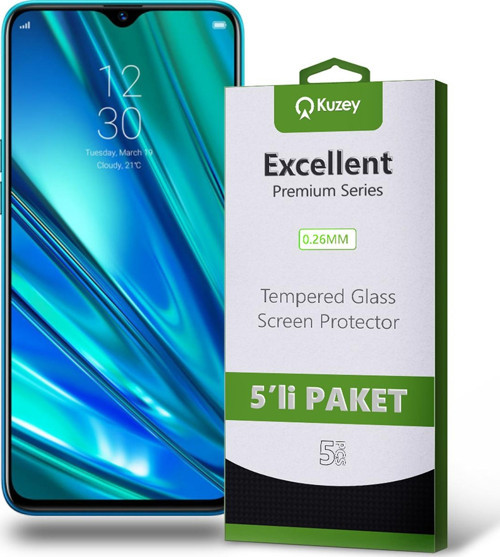 Realme 5 Pro Temperli Ekran Koruyucu Kırılmaz Cam Ekonomik 5'li Paket